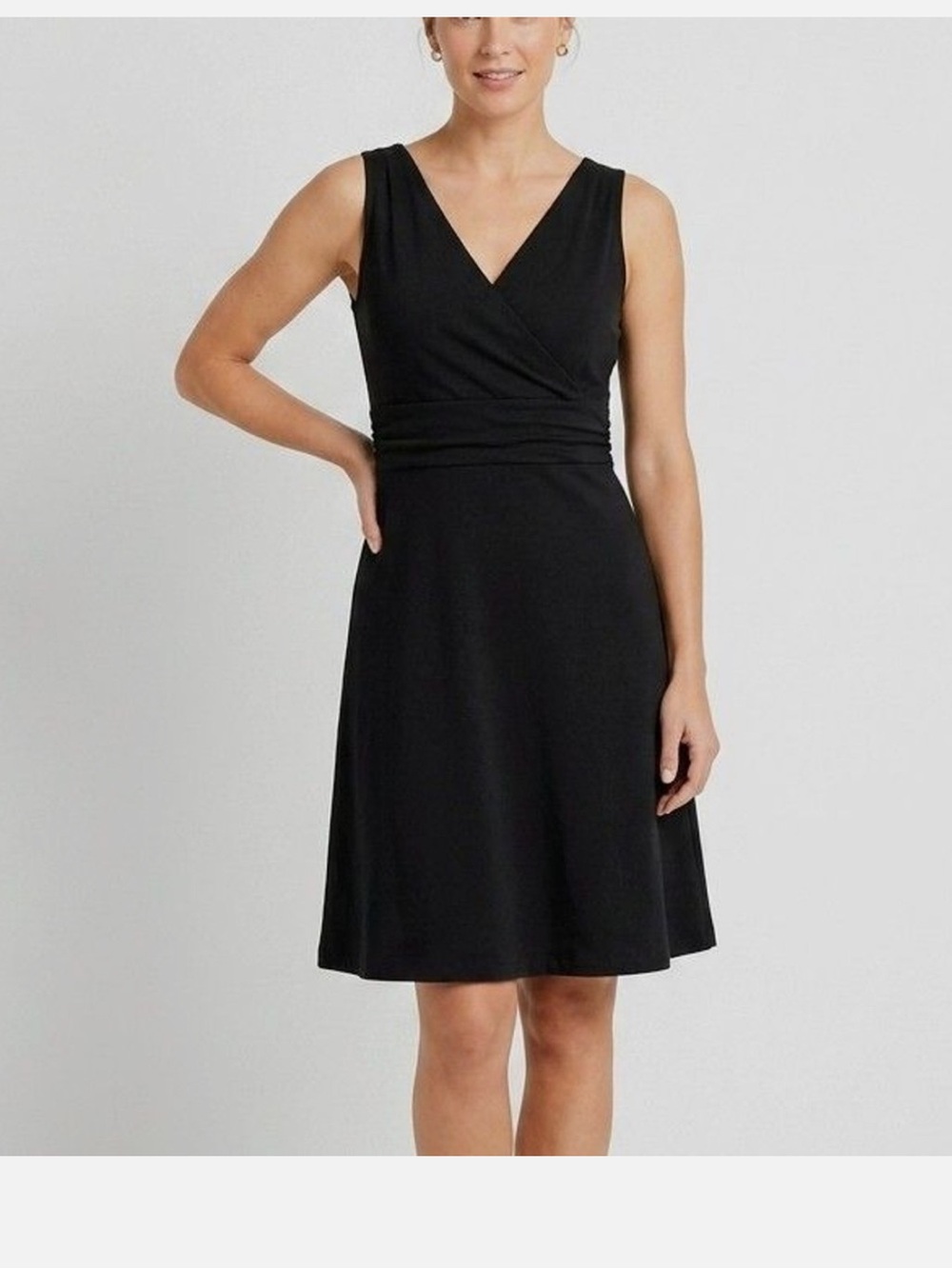 Eddie Bauer Black Sleeveless V-Neck Midi Dress, Size XL